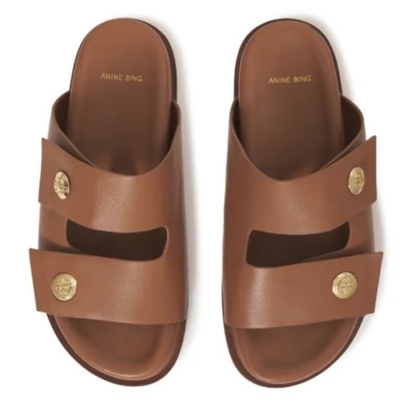 NEW Anine Bing Women’s Ella Slide Sandals in Cognac Size 38 - Picture 1 of 4